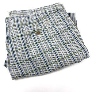 IZOD Mens Golf Shorts Blue Green Yellow Check Bermuda Pockets‎ Size 40